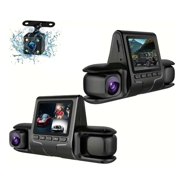 360° Kapsama Sunan GLRTECH Araç Kamerası – 3 Lensli, Full HD, Park Monitörü, Gece Görüş, Hareket Sensörü