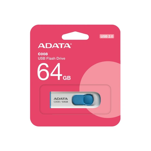 Adata C008-64GB 64GB USB2.0 Classic (White + Blue) Flash Bellek - 2