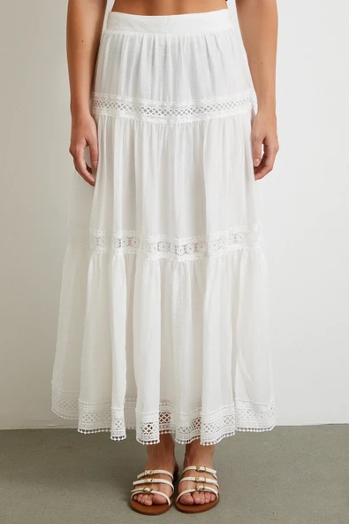 Dantelli Maxi Etek Beyaz - 4