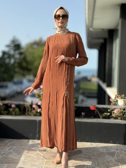 Misswhence Fermuarlı İpek Elbise 35800 - 5