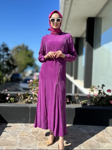 Misswhence Fermuarlı İpek Elbise 35800 - 8