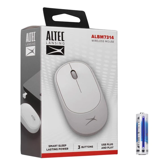 Altec Lansing ALBM7314 Beyaz 2.4GHz USB 1200DPI Alkalin Pilli Kablosuz Mouse - 2