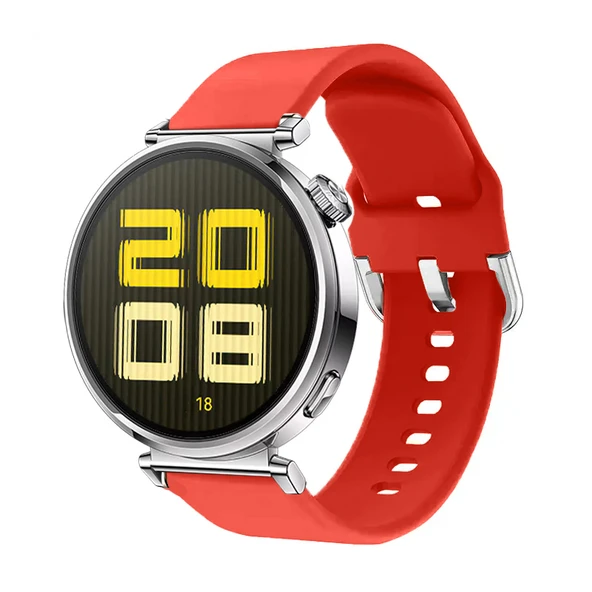 Huawei Watch GT5 41mm İle Uyumlu Yumuşak PureLux Soft Tokalı Silikon Kordon  Kırmızı
