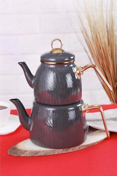 ACAR QUALİTA HÜMA SERİSİ EMAYE ÇAYDANLIK TAKIMI/GRİ XAP-011533-6 ürün görseli