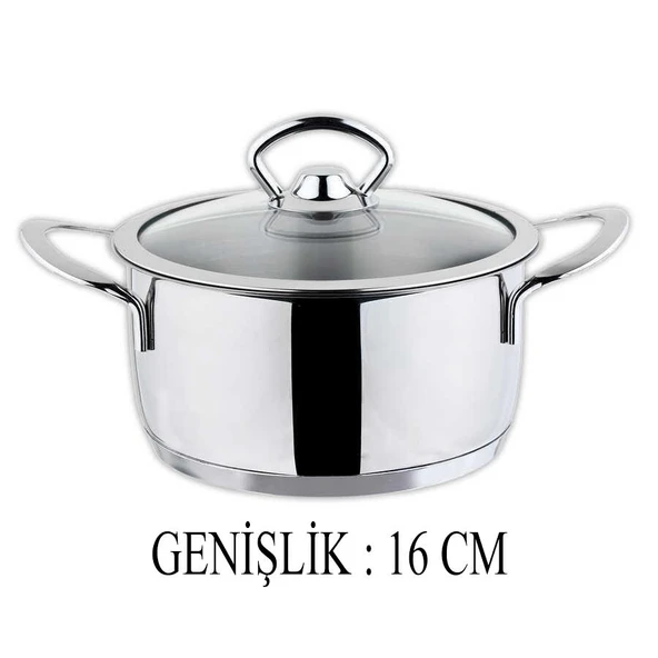 Oms Cam Kapaklı Mini Çelik Tencere 16 CM - 2