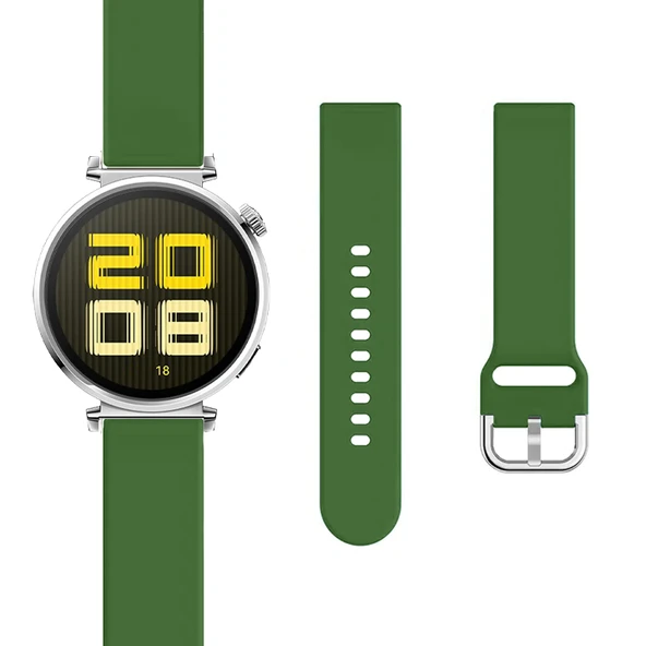Huawei Watch GT5 41mm İle Uyumlu Yumuşak PureLux Soft Tokalı Silikon Kordon  Haki - Resim 4