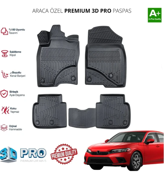HONDA CİVİC ARACA ÖZEL 3D PASPAS 2006 2007 2008 2009 2010 2011 2012 ürün görseli 1