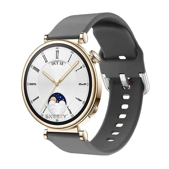 Sneezy Huawei Watch GT4 41mm İle Uyumlu 18mm PureLux Soft Tokalı Silikon Kordon  Koyu Gri ürün görseli