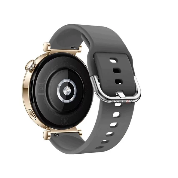 Sneezy Huawei Watch GT4 41mm İle Uyumlu 18mm PureLux Soft Tokalı Silikon Kordon  Koyu Gri - Resim 2