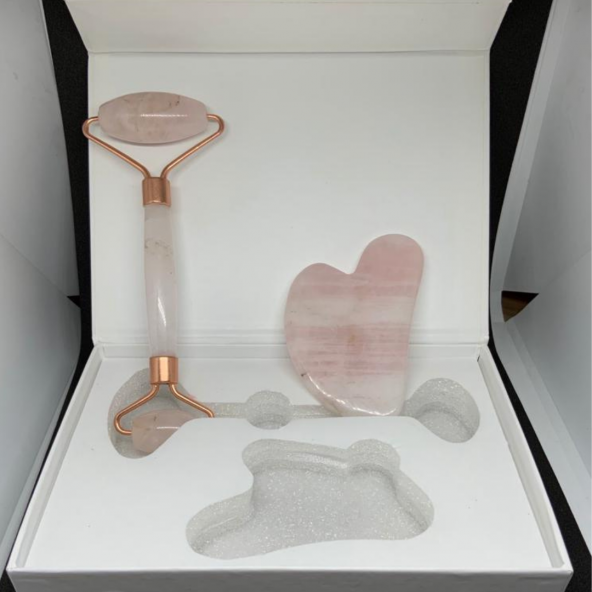 Efsoon Organics Pembe Kuvars Gua Sha Doğal Taş Masaj Aleti Yüz Vücut Masaj Taşı Seti - 3