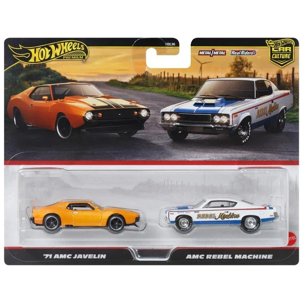 1:64 Hot Wheels Premium Car Culture 2'li Paket 71 AMC JAVELIN  & AMC REBEL MACHINE HBL96 - JBL06 - 3