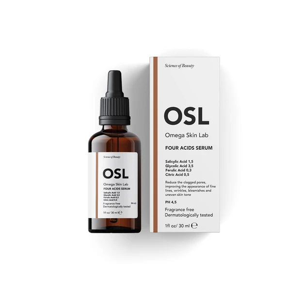 OSL Omega Skin Lab Sebum Dengesi, Gözenek, Kırışıklık ve Leke Karşıtı Serum - Four Acids Serum 30ml - 1