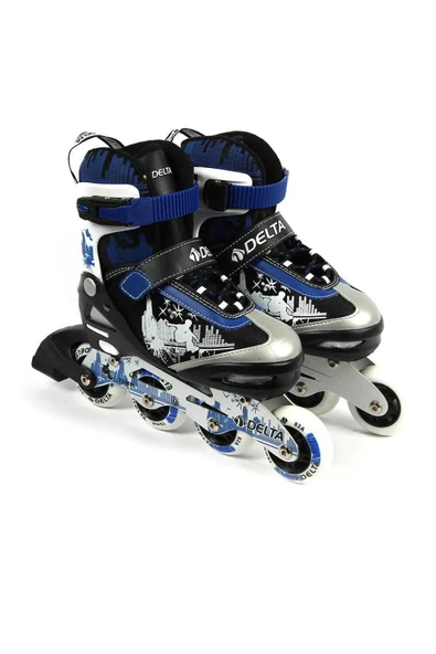 Delta 4 0151 Inline Skate Silikon Teker Alüminyum Paten Tek Sıra Mavi Fitness Patenler Paten Freni Var Fi