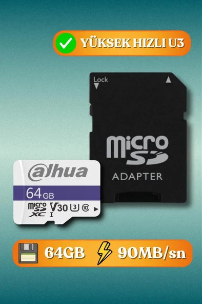 Dahua C100A 64GB MicroSDXC U3 Hafıza Kartı + SD Adaptör - 1