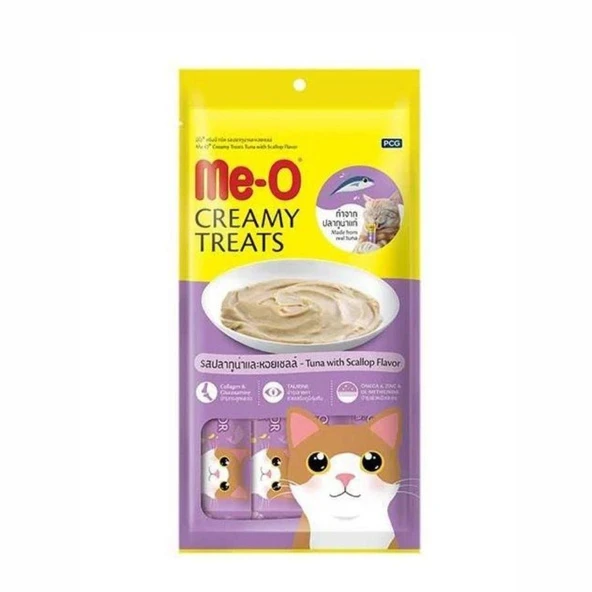Me-O Creamy Deniz Tarağı ve Ton Balıklı Yetişkin Kedi Ödülü 4x15 Gr ürün görseli