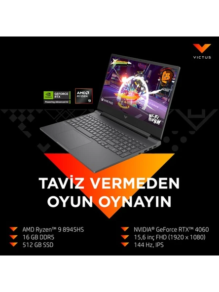 HP Victus 15-FB3007NT AMD Ryzen 9 8945HS 16GB 512GB SSD RTX4060 Freedos 15.6" Taşınabilir Bilgisayar B82WDEA - 2