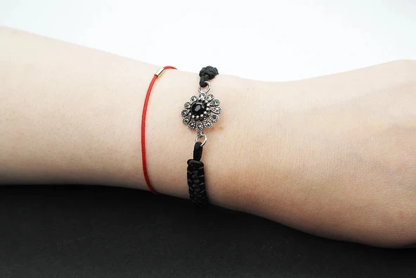 LORA  OLTU TAŞI GÜMÜŞ ÇERÇEVE  AYARLANABİLİR  BİLEKLİK - Resim 2