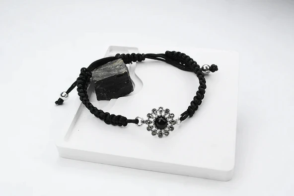 LORA  OLTU TAŞI GÜMÜŞ ÇERÇEVE  AYARLANABİLİR  BİLEKLİK ürün görseli 1