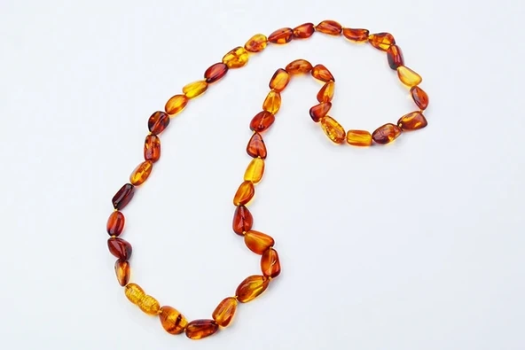 Saray Zarafeti Doğal Kesim Damla Kehribar Yetişkin Kolye - Resim 2