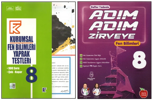 KURMAY 8.SINIF KURUMSAL YAPRAK TEST+NEWTON ADIM ADIM ZİRVEYE FEN BİLİMLERİ (2 KİTAP)