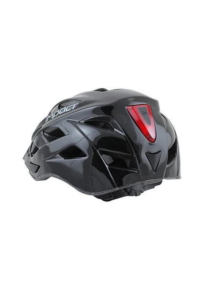 İmpact Commur Işıklı Bisiklet Kaskı PARLAK Siyah özel seri - Resim 3