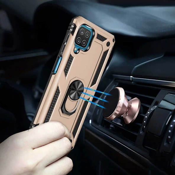 Gpack Samsung Galaxy A22 4G Kılıf Vega Tank Standlı Yüzüklü Mıknatıslı - 3