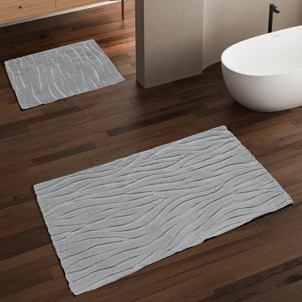 Schafer Home Liva Pamuk 2 li Banyo Paspası-Açık Gri