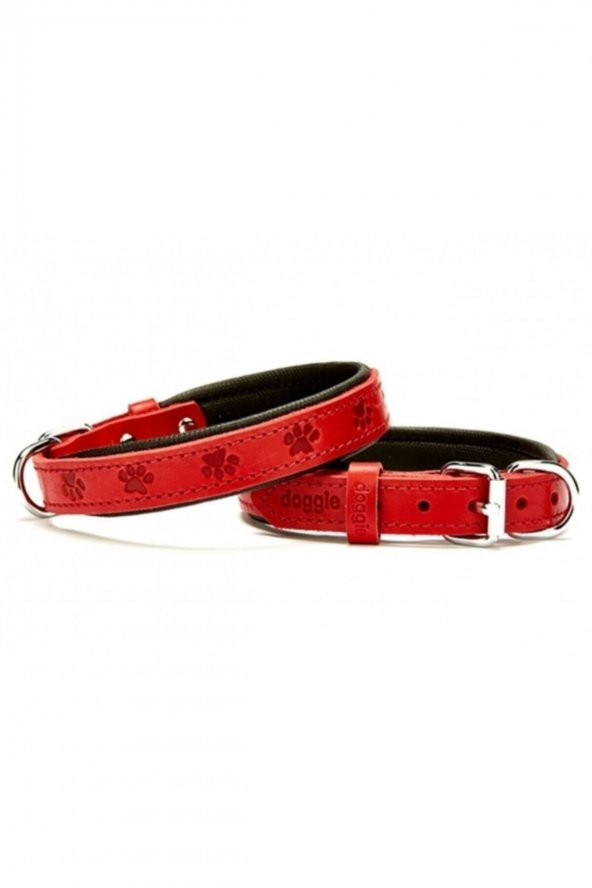 Pati Desenli Deri Köpek Boyun Tasması 2x30-35cm - Red - 2