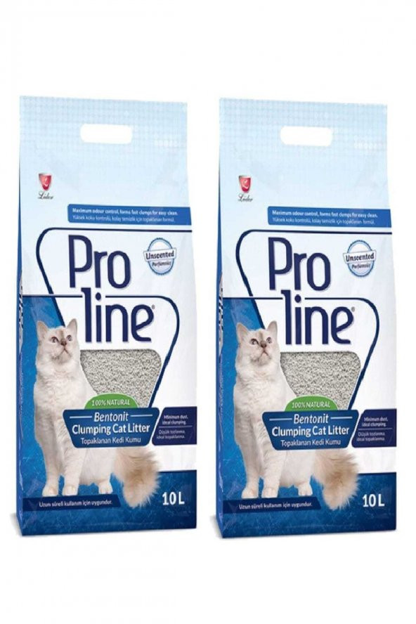 Proline Naturel Parfümsüz İnce Tane Topaklanan Kedi Kumu 10 lt x 2 Adet - 1