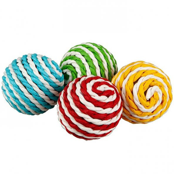 Ip Sarma Renkli Kedi Oyun Topu ( 1 Adet ) Kedi Oyuncağı