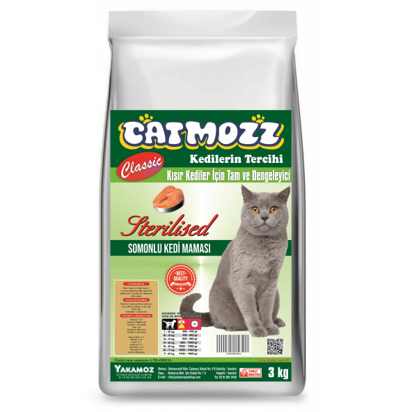 CatMozz Somonlu Sterilised Kısır Yetişkin Kedi Maması 3 Kg