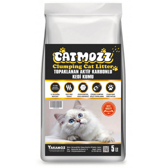 CatMozz Aktif Karbon (activated Carbon) Topaklanan Kedi Kumu 10 Lt