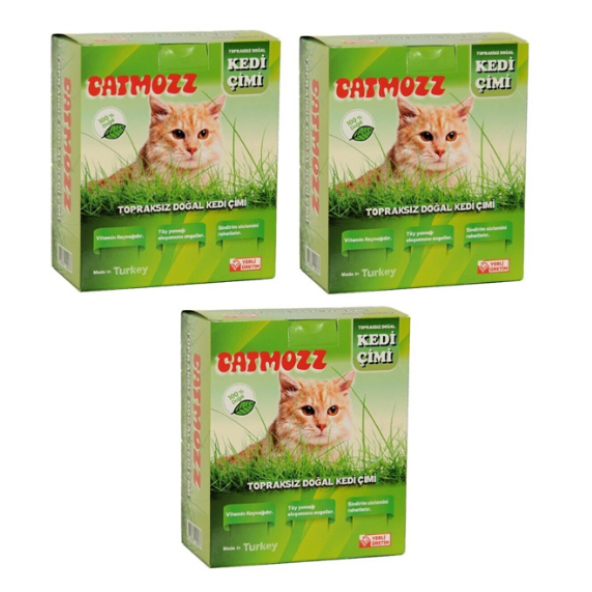 Yavru Ve Yetişkin Kediler Için Büyük Boy Organik Topraksız Kedi Çimi Seti 3 Adet
