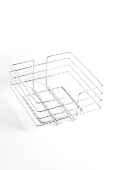 Kare Ekmeklik ve Sunum Sepeti Krom - Resim 2