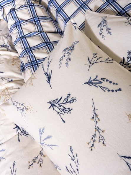 Flanel Nev Takımı Çift Kişilik Lavanid Mavi - Resim 3