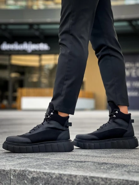 Yüksek Taban Bot Siyah (Siyah Taban) - Resim 6