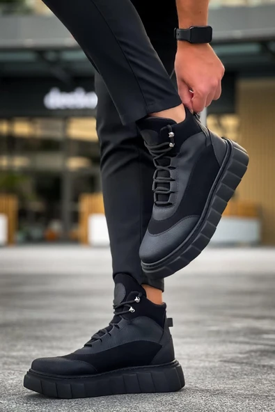 Yüksek Taban Bot Siyah (Siyah Taban) ürün görseli 1