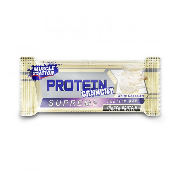 Beyaz Çikolatalı Supreme Crunchy Protein Bar (40 gr) - Muscle Station