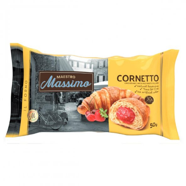MASSIMO Kırmızı Meyveli Cornetto (Kruvasan) 50 G X 20 Adet - 1