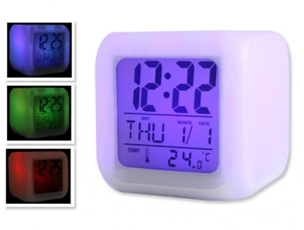 HİLAYS 7 Renk Değiştiren Alarmlı Dijital Küp Saat