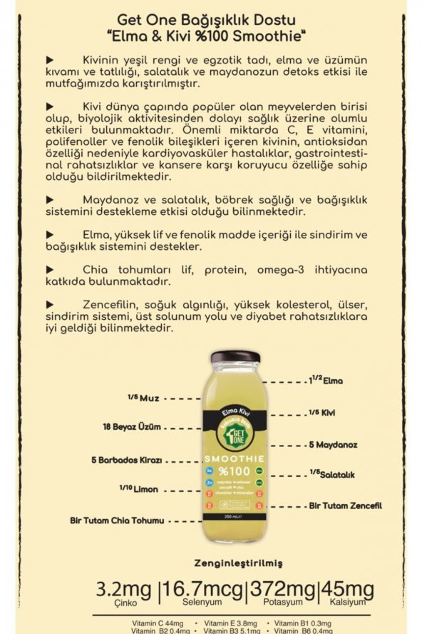 100 Elma Kivi Smoothie 250 ml - 2