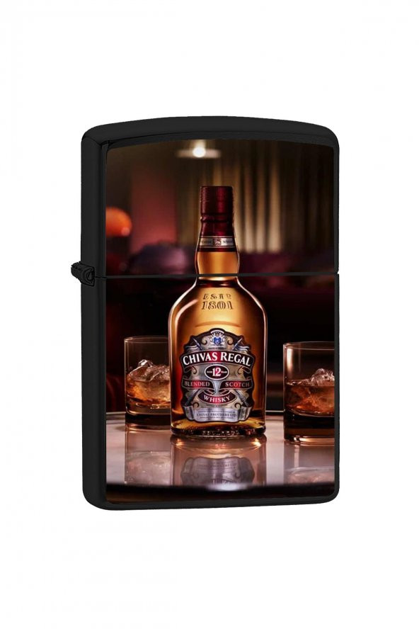 NOON Chivas Regal Viski Figürlü Siyah Çakmak/Kolye Set NN9223-02 - 2