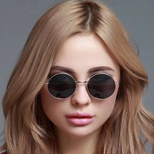 Yuvarlak Cam John Lennon Tarzı Gümüş Çerçeveli Siyah Gözlük - Resim 4