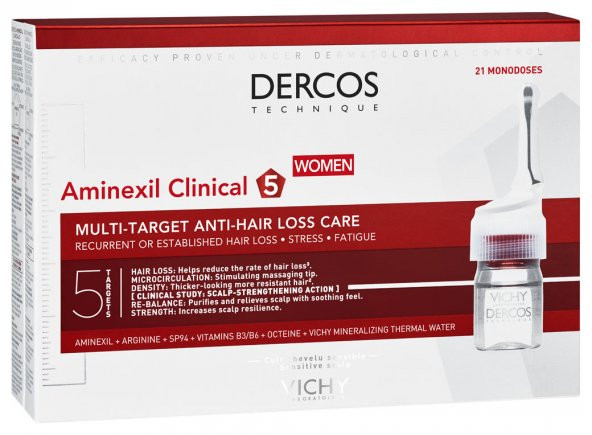 Dercos Aminexil Clinical 5 21x6ml - Kadınlar için Saç Dökülmesine Karşı Serum