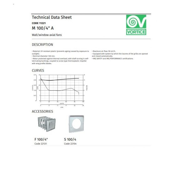 Vortice Punto M 100/4 Otomatik Panjur Banyo Mutfak Wc Ø 99 Havalandırma Fanı UV Işınlarına Dayanıklı Sürekli Havalandırma Tasarruflu Güçlü AGMair Agm Hava Temizleme - 6
