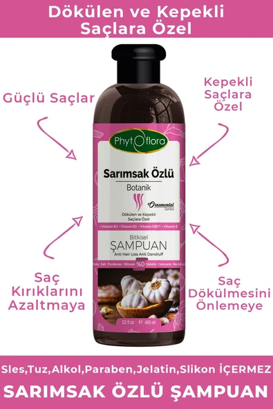 Phytoflora Tuzsuz Yağlı Ve Dökülen Ve Kepekli Saçlara Özel Sarımsak Özlü Bitkisel Şampuan - 3