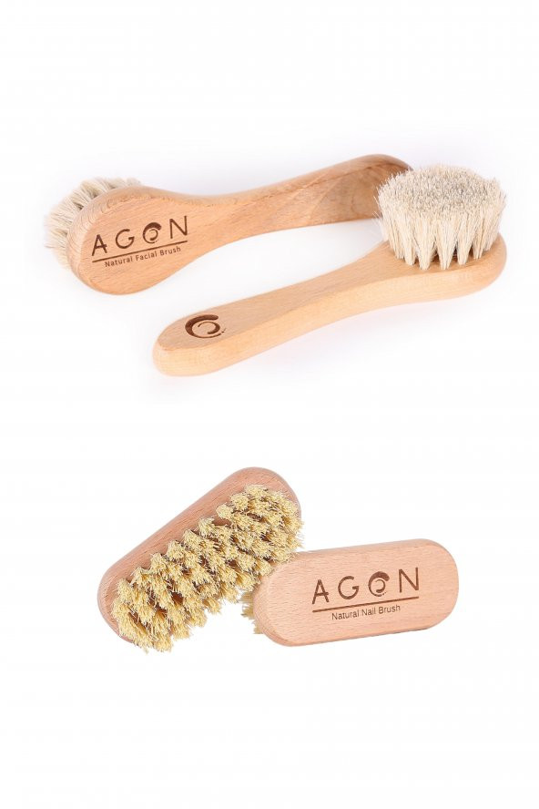 Doğal At Kılı Yüz Bakım Fırçası ve Tırnak Bakım Fırçası Seti
