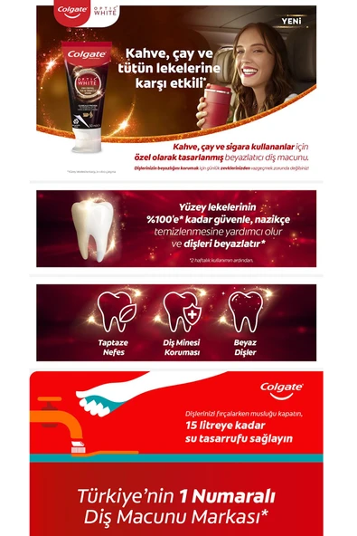 Colgate Optic White Kahve Çay Ve Tütün Kullanıcıları Için Diş Macunu 50 ml x 12 Adet - 3