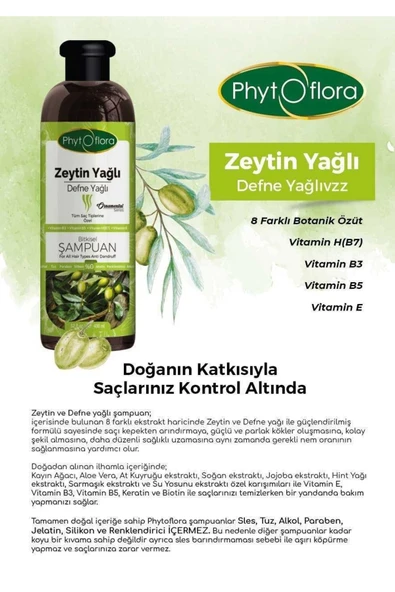 Phytoflora Kumraldede Market Tuzsuz Tüm Saç Tiplerine Özel Zeytinyağlı Bitkisel Şampuan 400 ml - Resim 8
