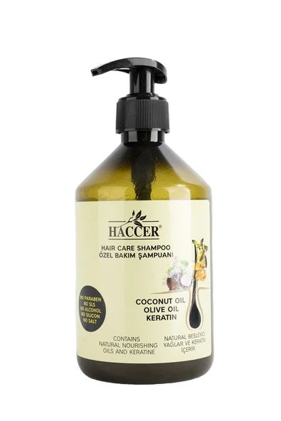 Haccer Zeytinyağı Hindistan Cevizi Yağı Keratin Tuzsuz Bakım Şampuanı 400 ml